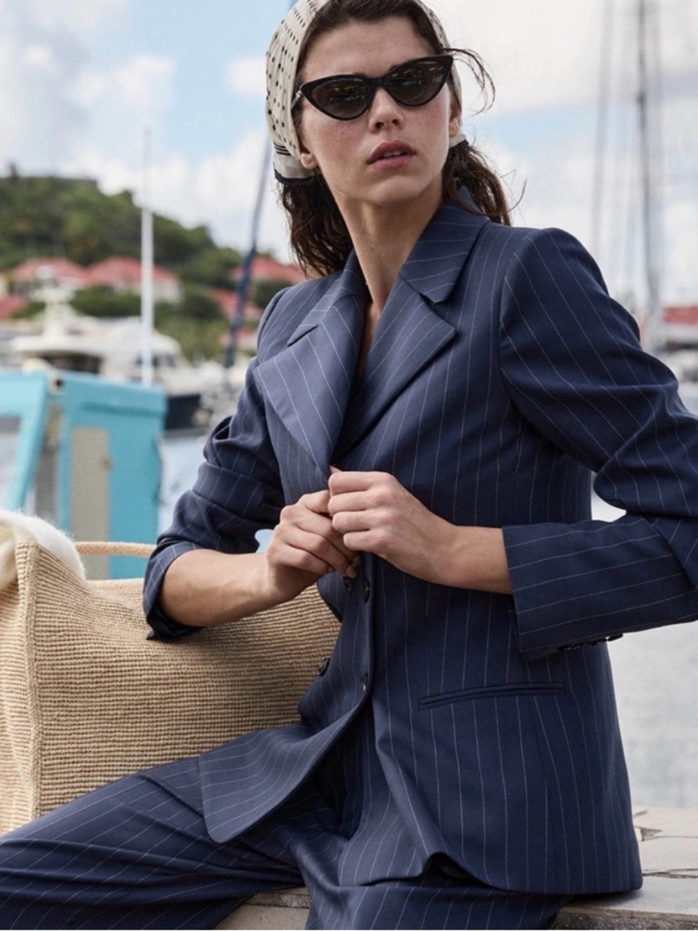 Doen Navy Pinstripe Blazer